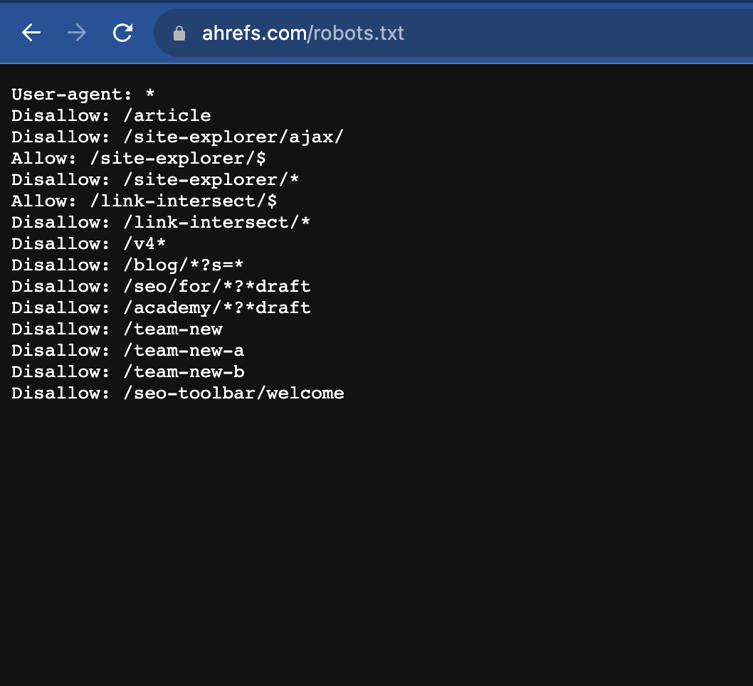 Sample Robots.txt example